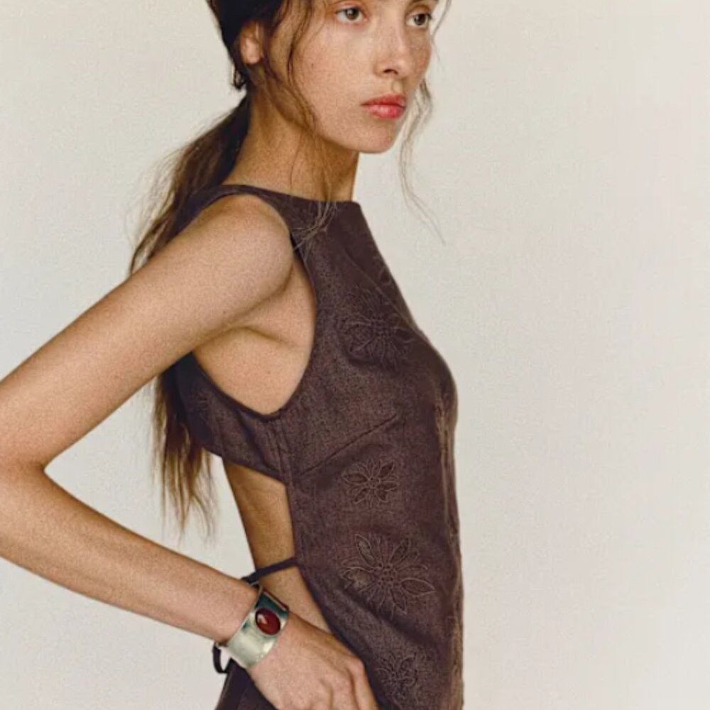 Reformation Evelina Linen Top – Cafe | Size 8 | NWT | Rare